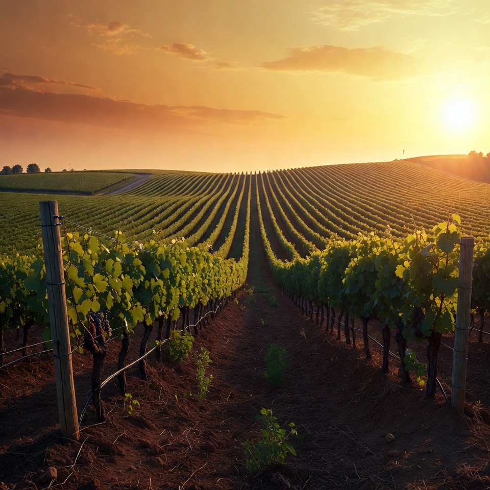 Vineyard Rows at Sunset Vineyard Rows at Sunset