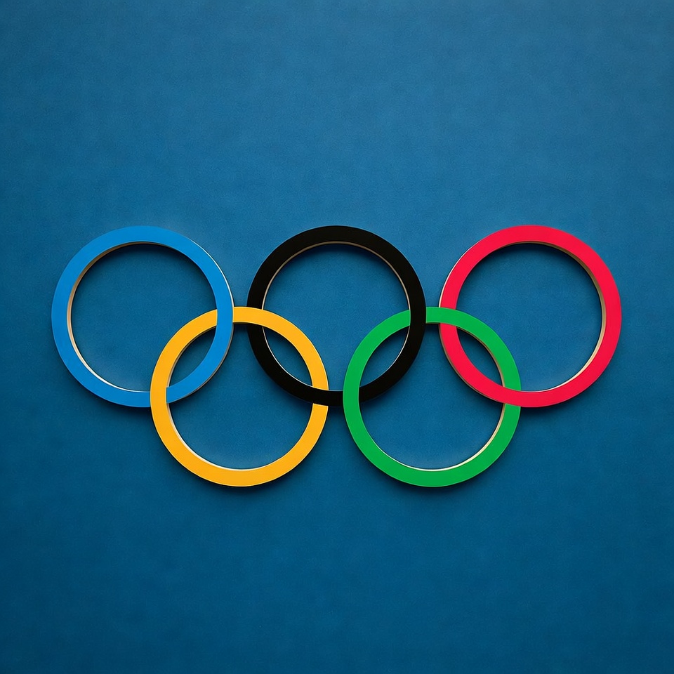 Olympic Rings on Blue Background Olympic Rings on Blue Background