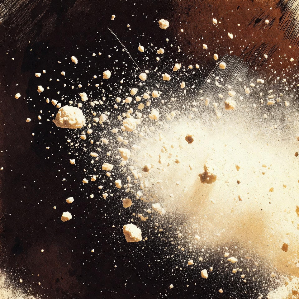 Flour Explosion on Dark Background Flour Explosion on Dark Background