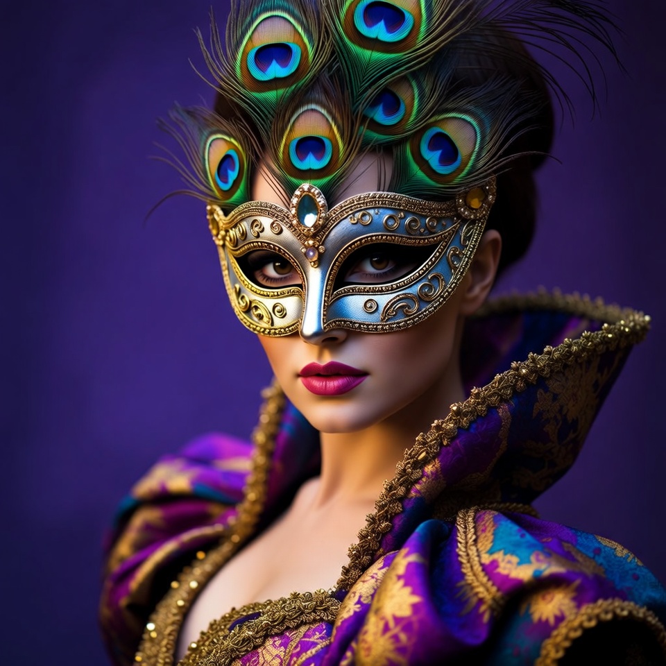 Woman in Peacock Feather Mask Woman in Peacock Feather Mask