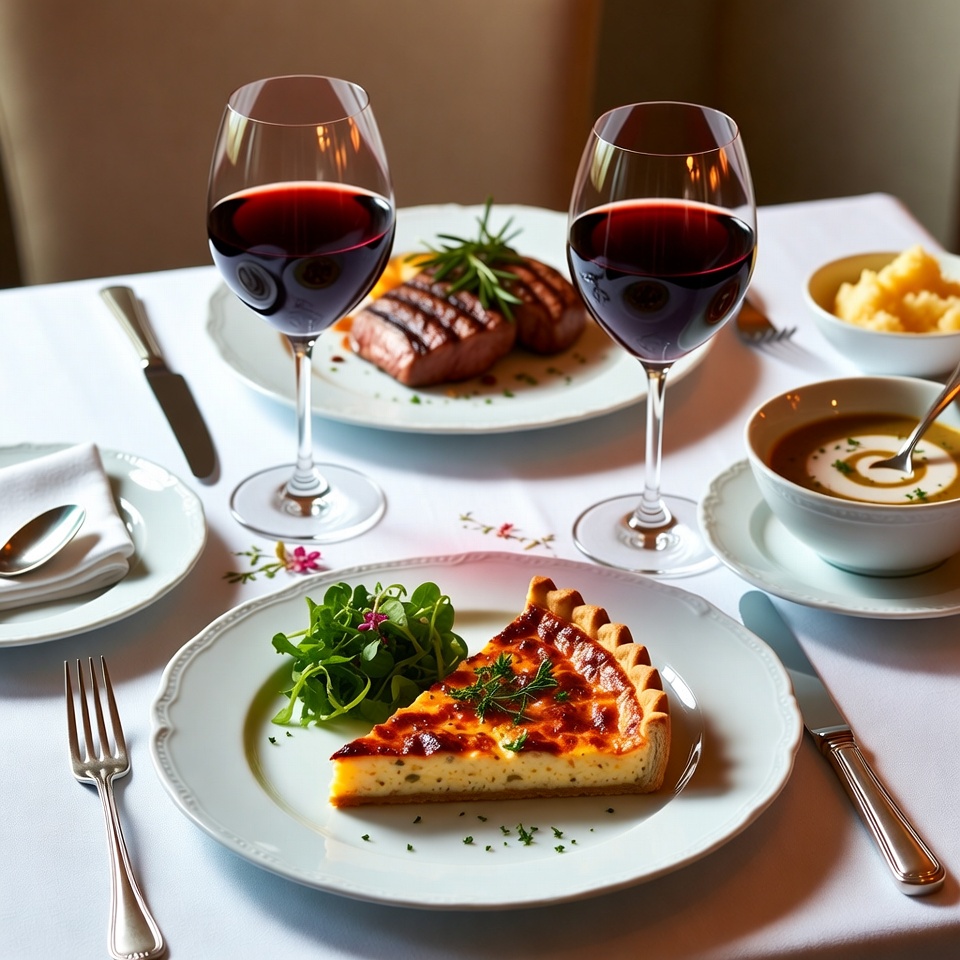 Grilled Steak Quiche Table Setting Grilled Steak Quiche Table Setting