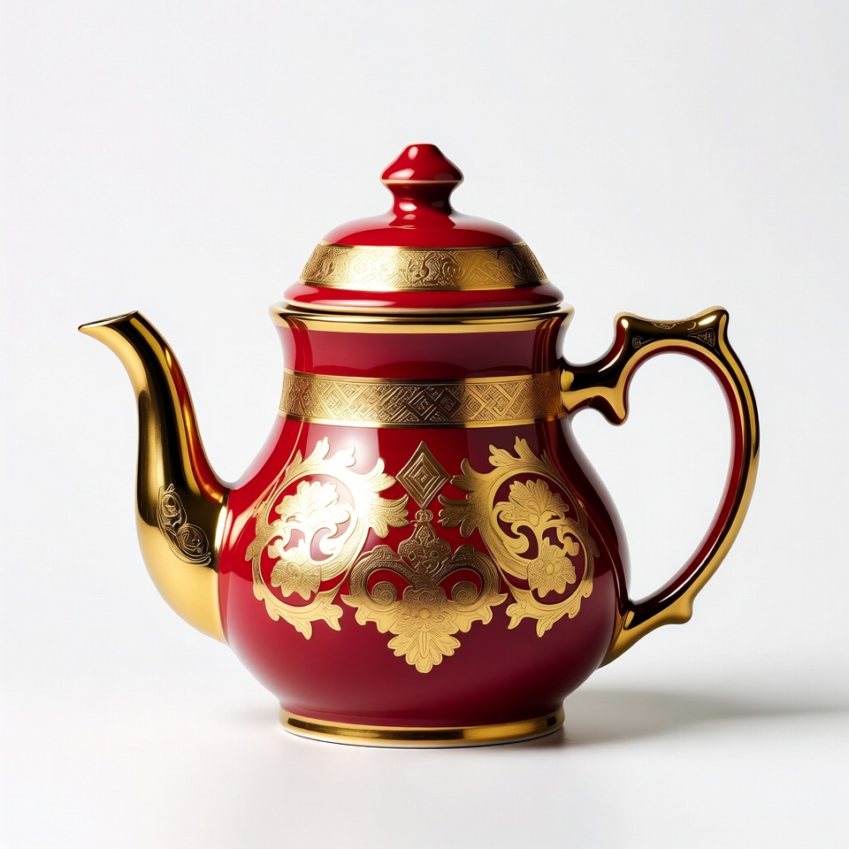 Red gold teapot isolated Red gold teapot isolated