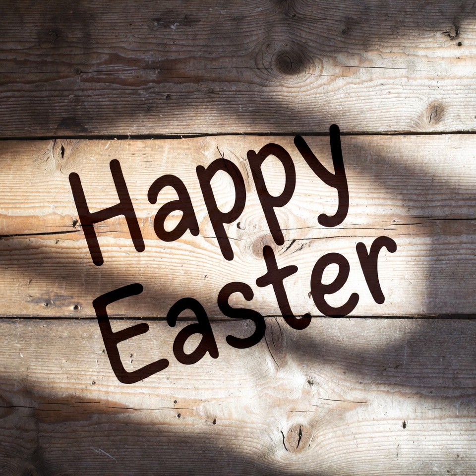 Happy Easter on wooden background Happy Easter on wooden background