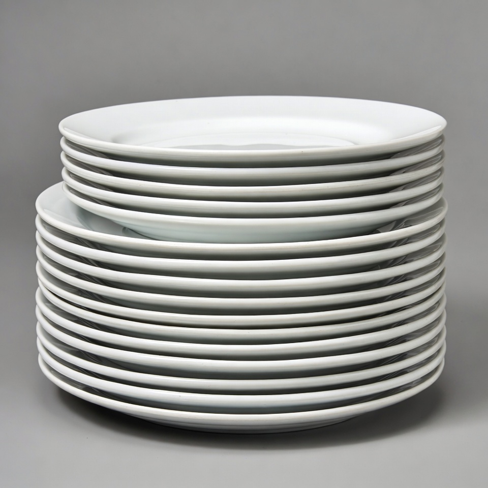 Stack of white plates Stack of white plates
