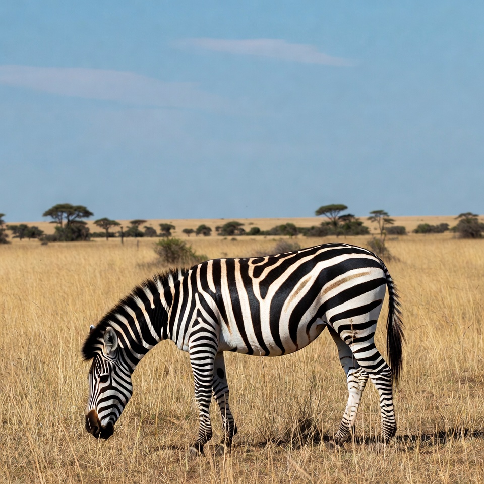 Zebra grazing in savanna grassland Zebra grazing in savanna grassland