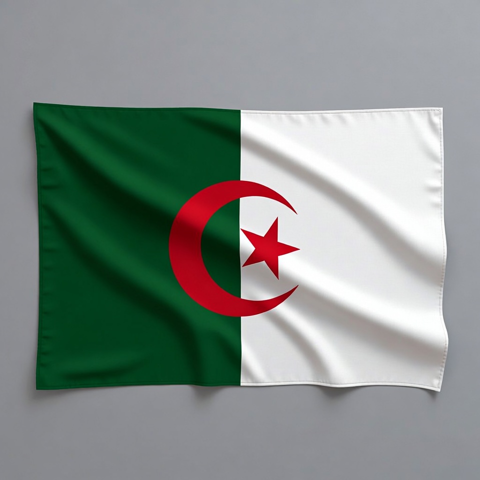 Algerian Flag with Red Crescent Star Algerian Flag with Red Crescent Star