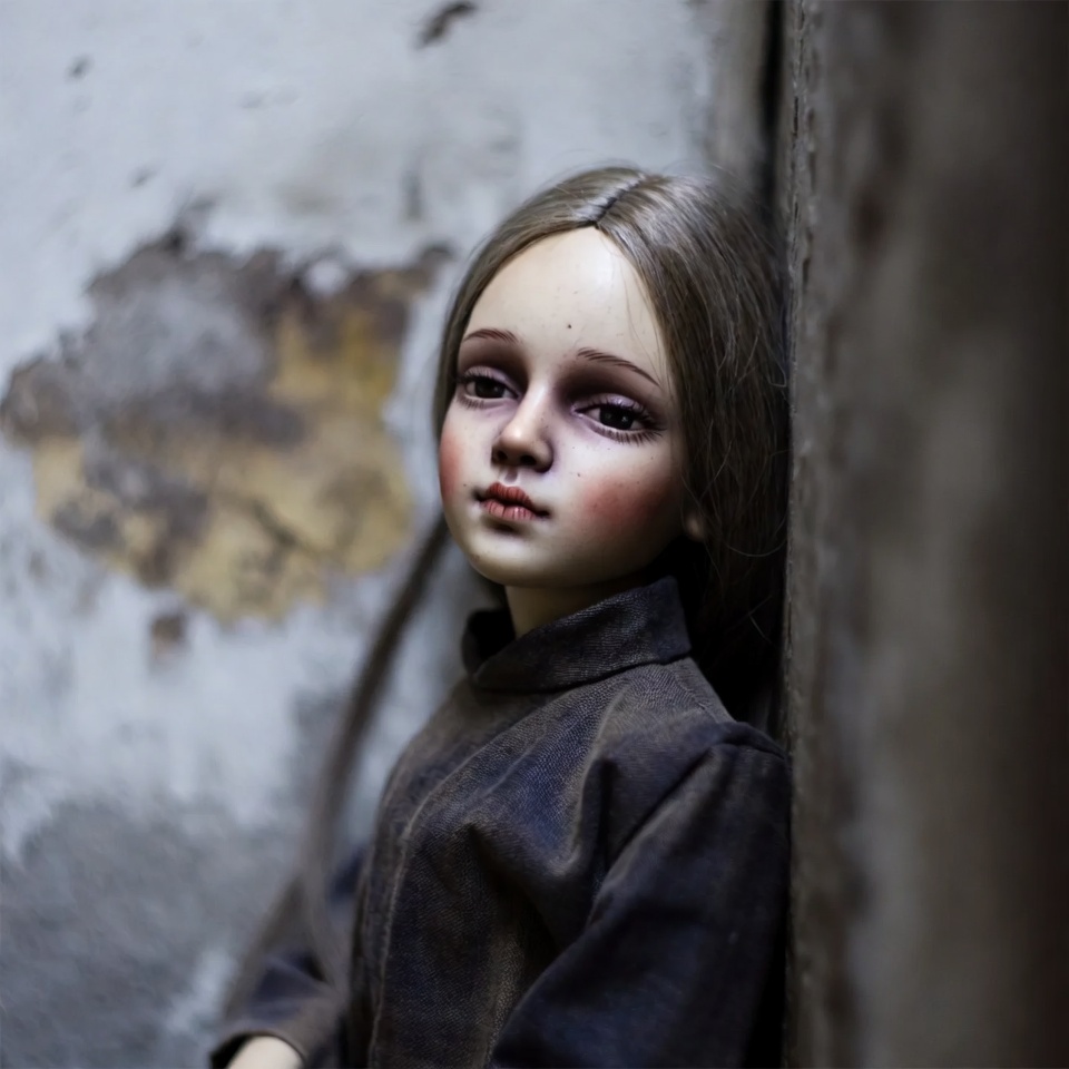 Girl doll leaning against wall Girl doll leaning against wall