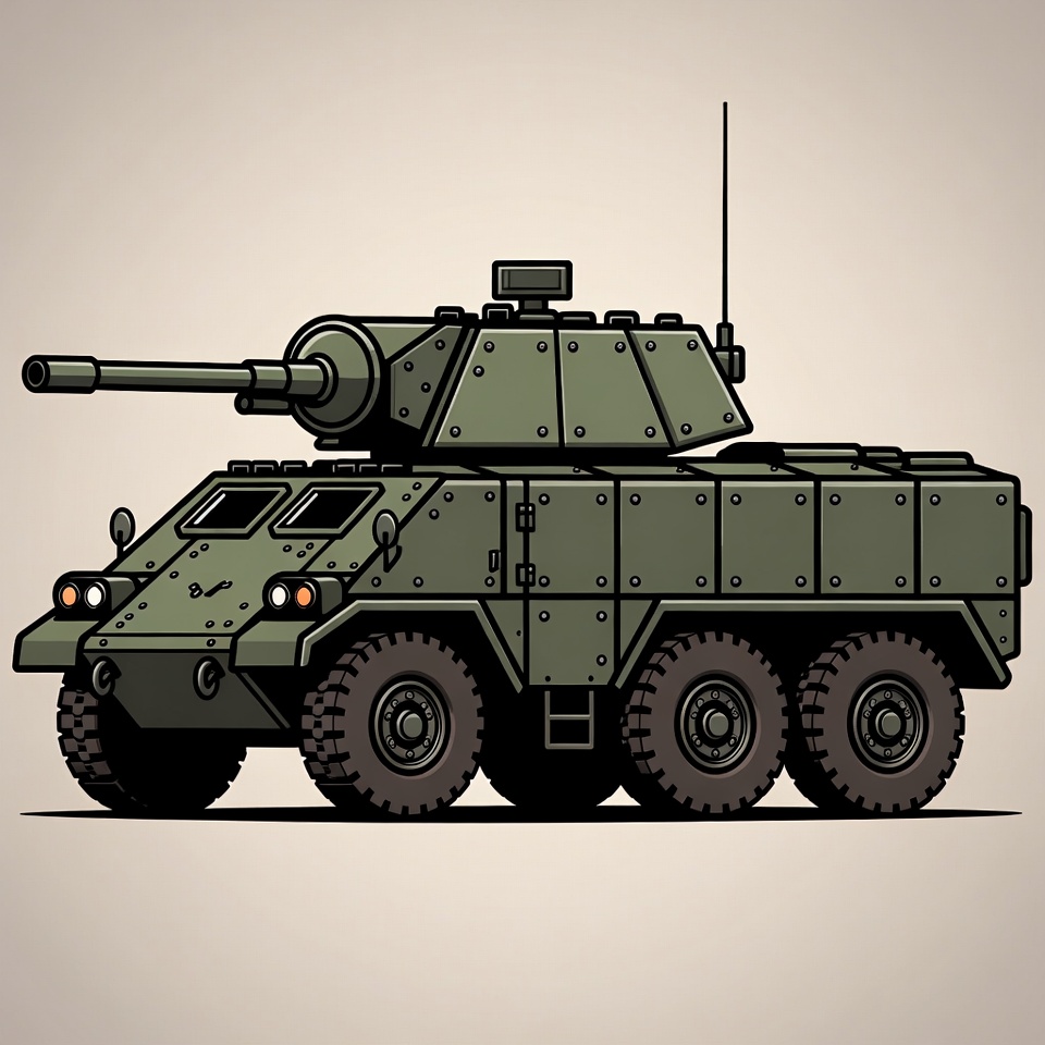 Green Armored Military Vehicle Illustration Green Armored Military Vehicle Illustration