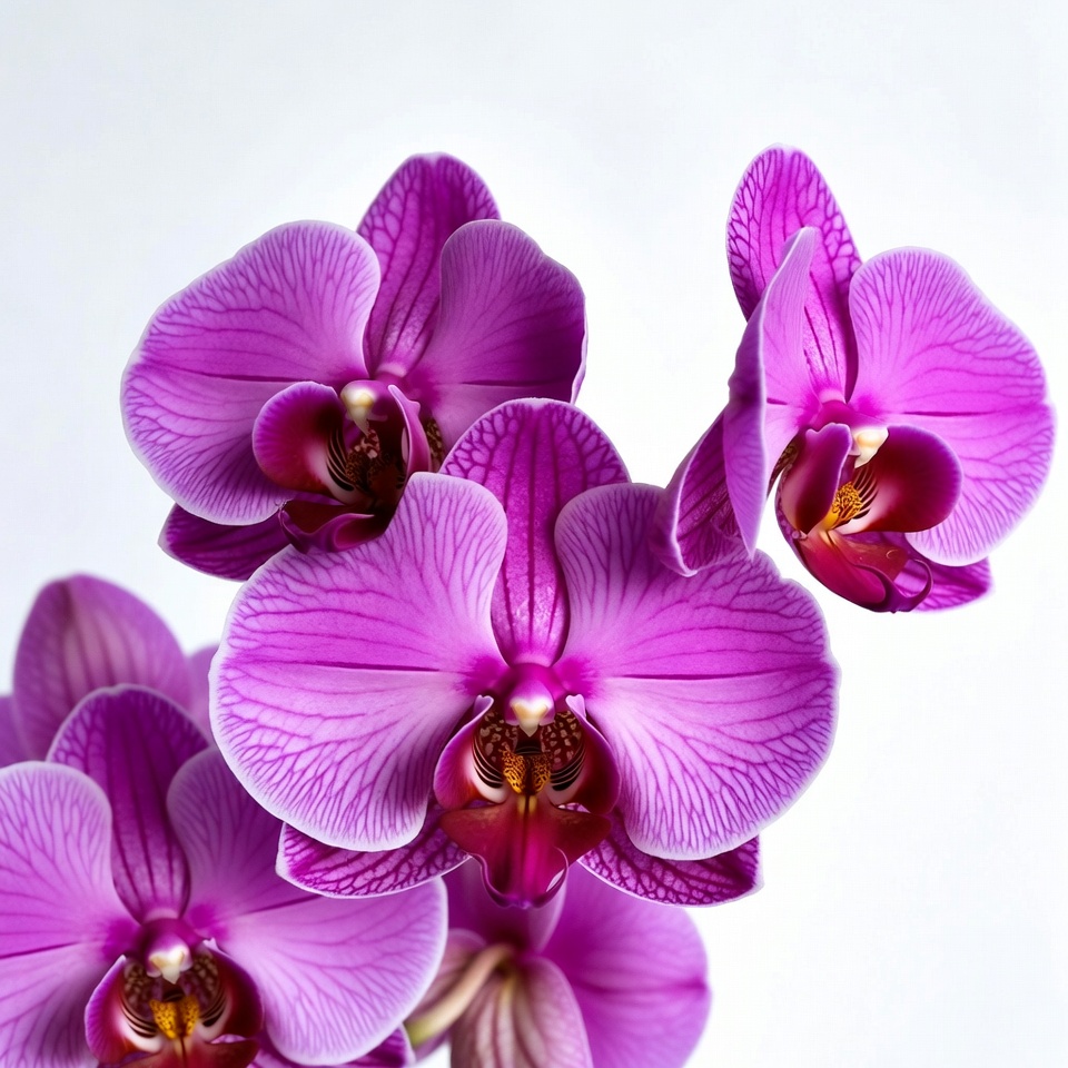 Purple Orchid Flowers on White Background Purple Orchid Flowers on White Background