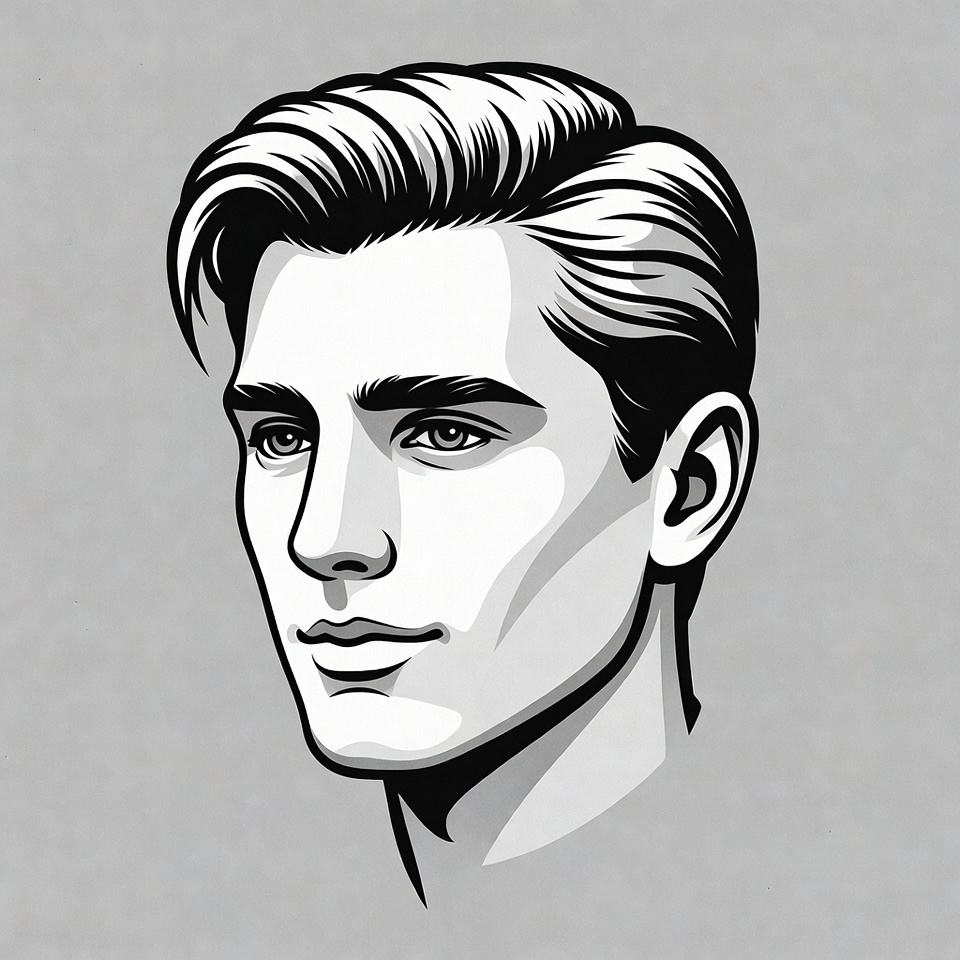 Handsome man with slicked hair illustration Handsome man with slicked hair illustration