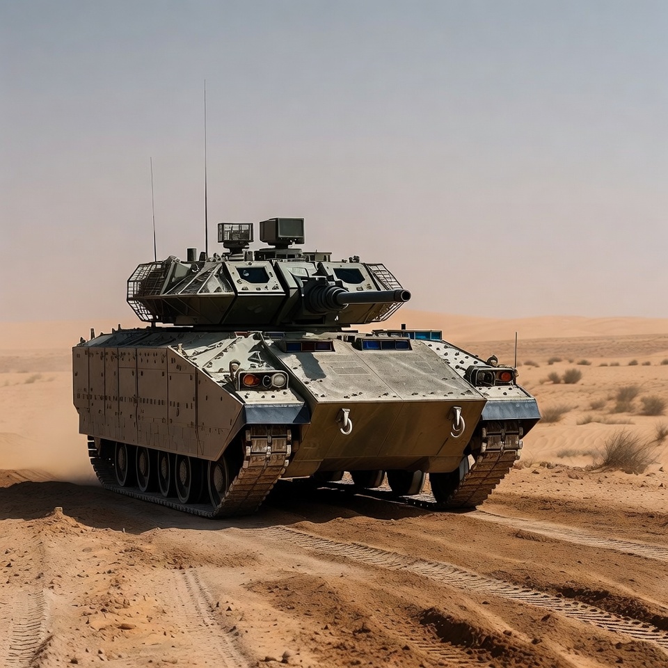 Military tank in desert Military tank in desert