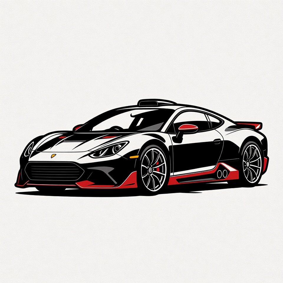 White Black Red Supercar Illustration White Black Red Supercar Illustration