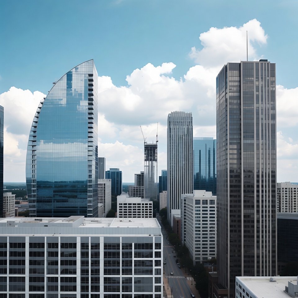 Modern skyscrapers in city skyline Modern skyscrapers in city skyline