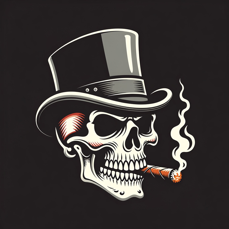 Skull Wearing Top Hat Smoking Cigar Skull Wearing Top Hat Smoking Cigar