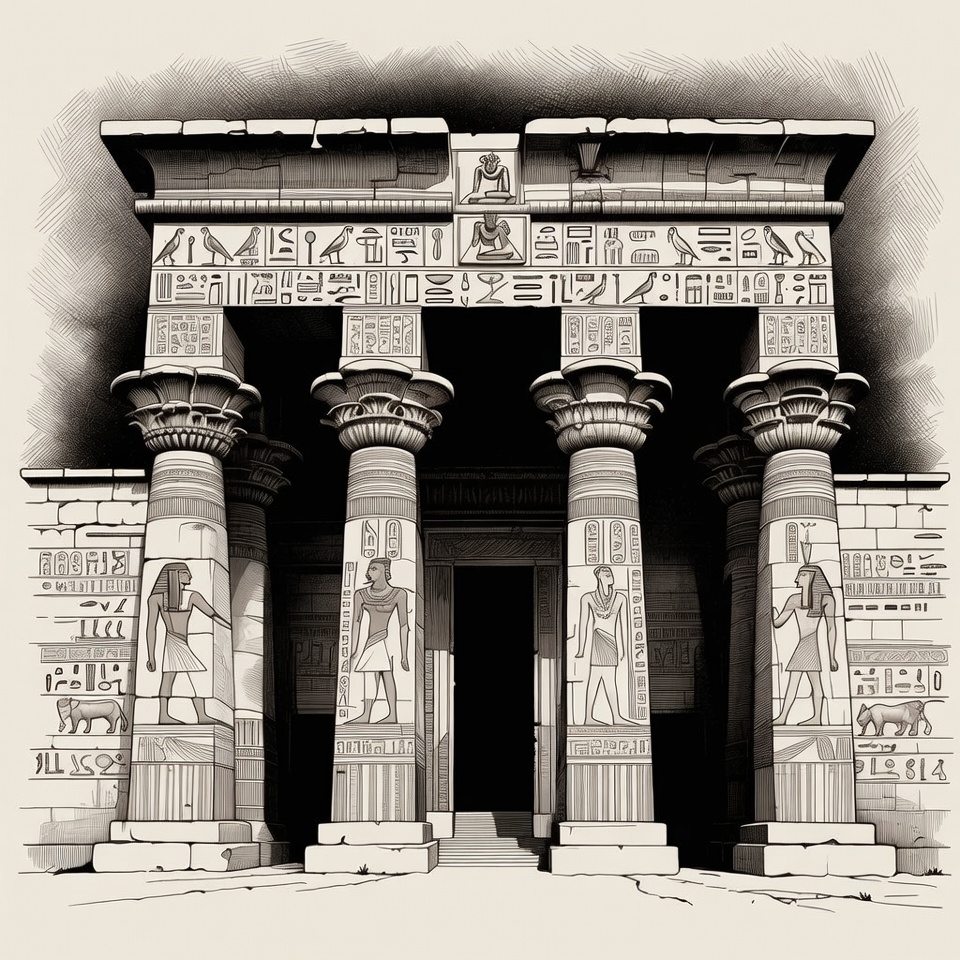 Ancient Egyptian Temple Illustration Ancient Egyptian Temple Illustration