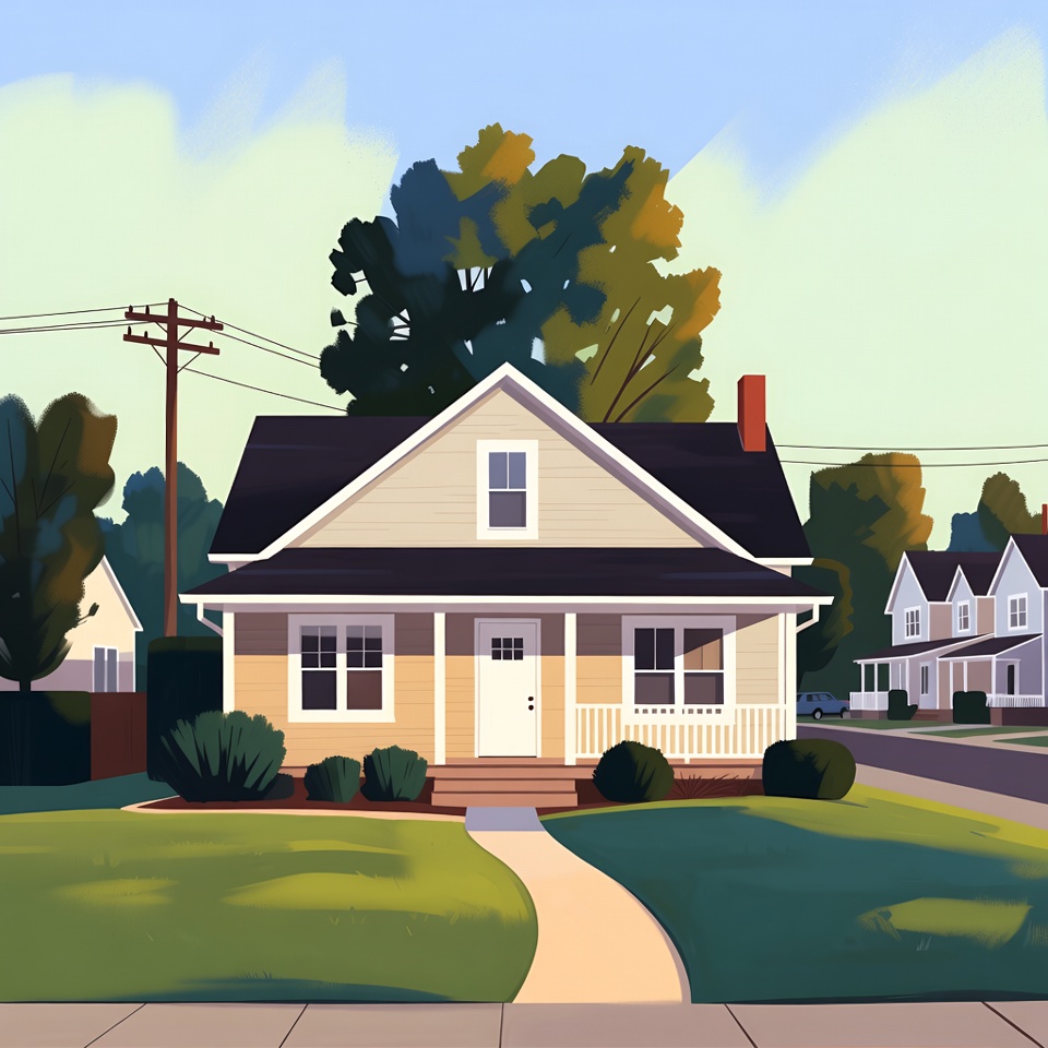 Suburban House with Autumn Tree Suburban House with Autumn Tree