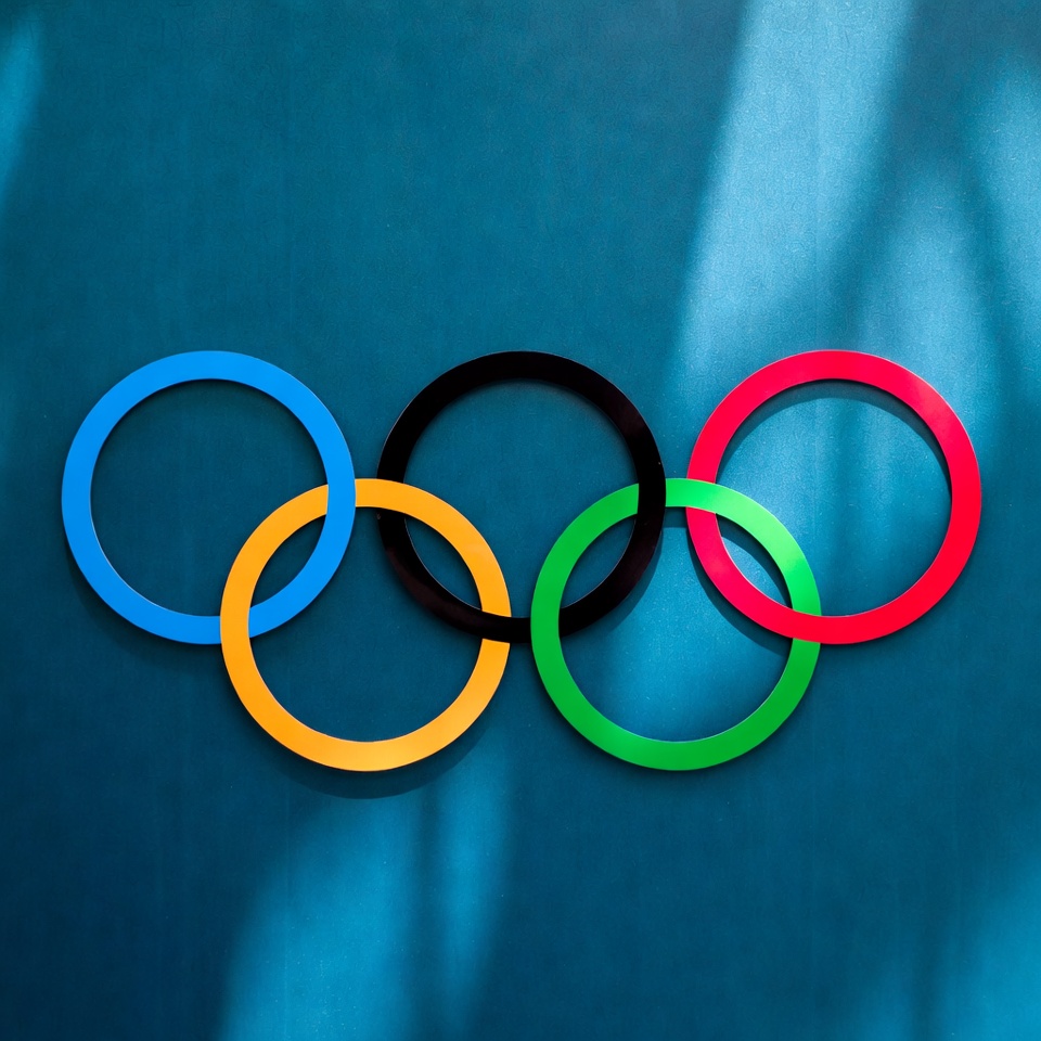 Olympic Rings on Blue Background Olympic Rings on Blue Background