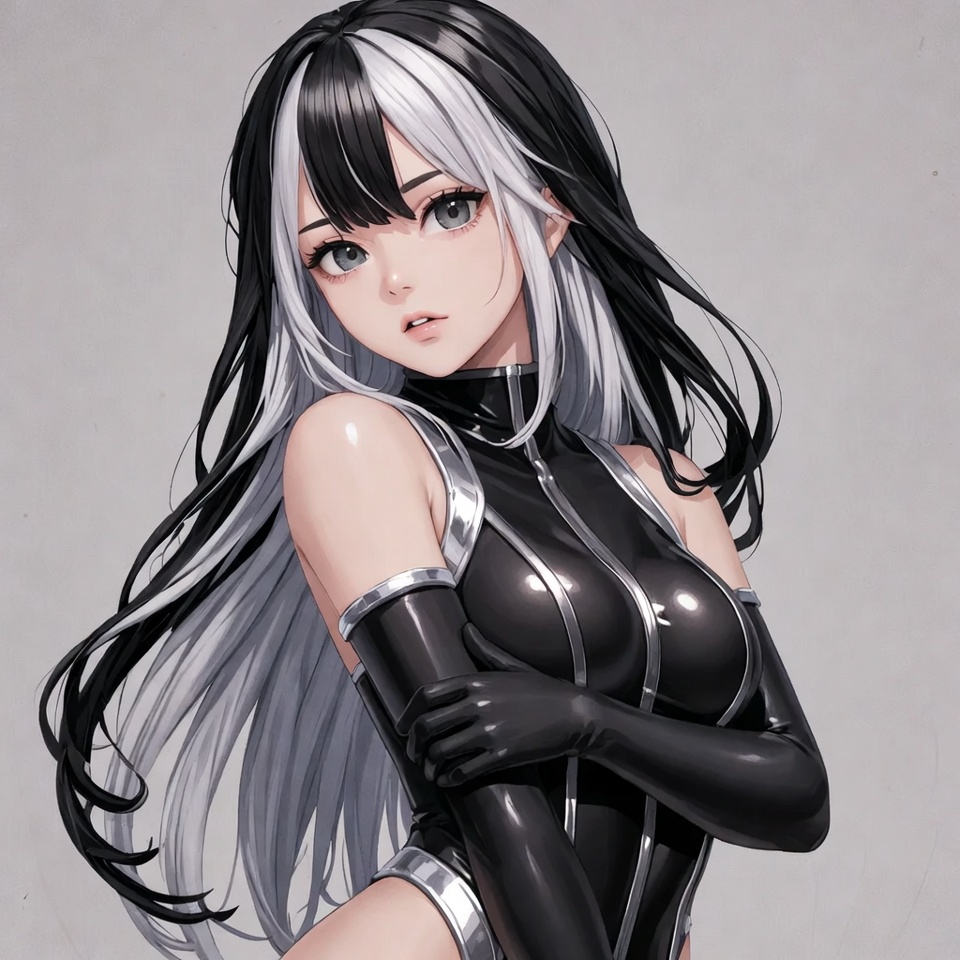 Anime girl in black latex bodysuit Anime girl in black latex bodysuit