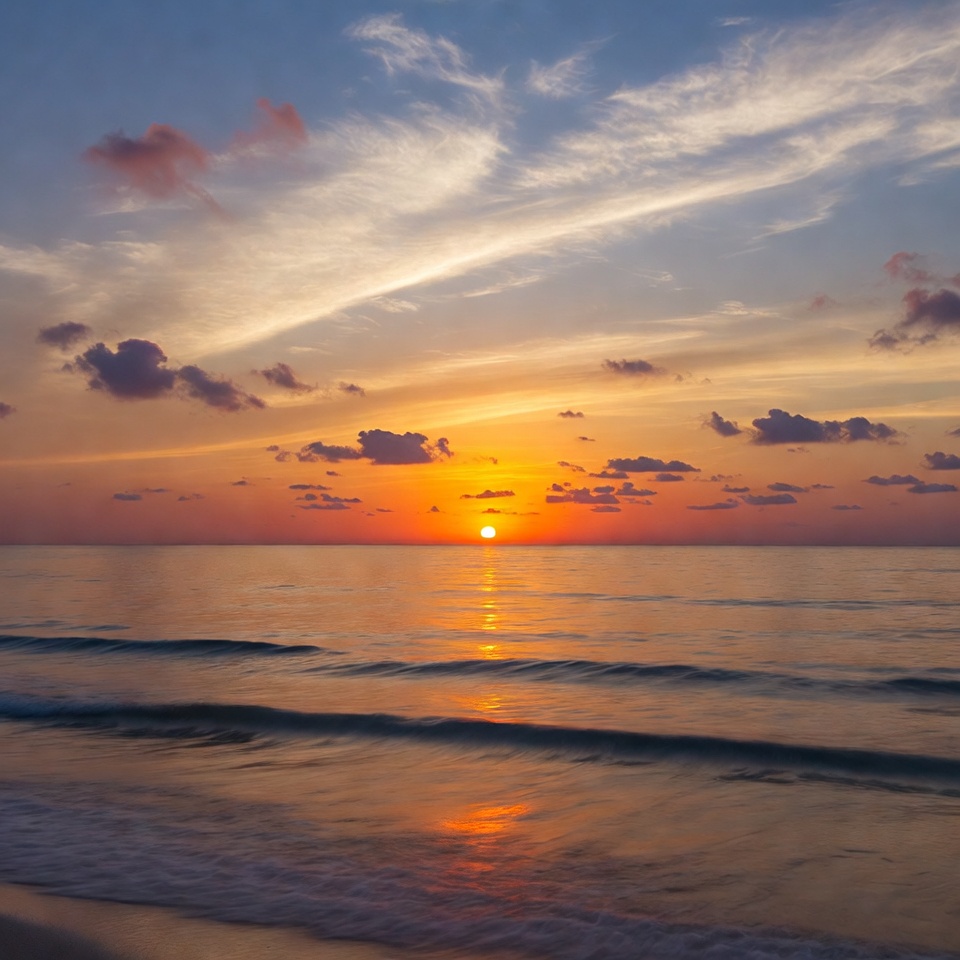Sunset over ocean waves Sunset over ocean waves