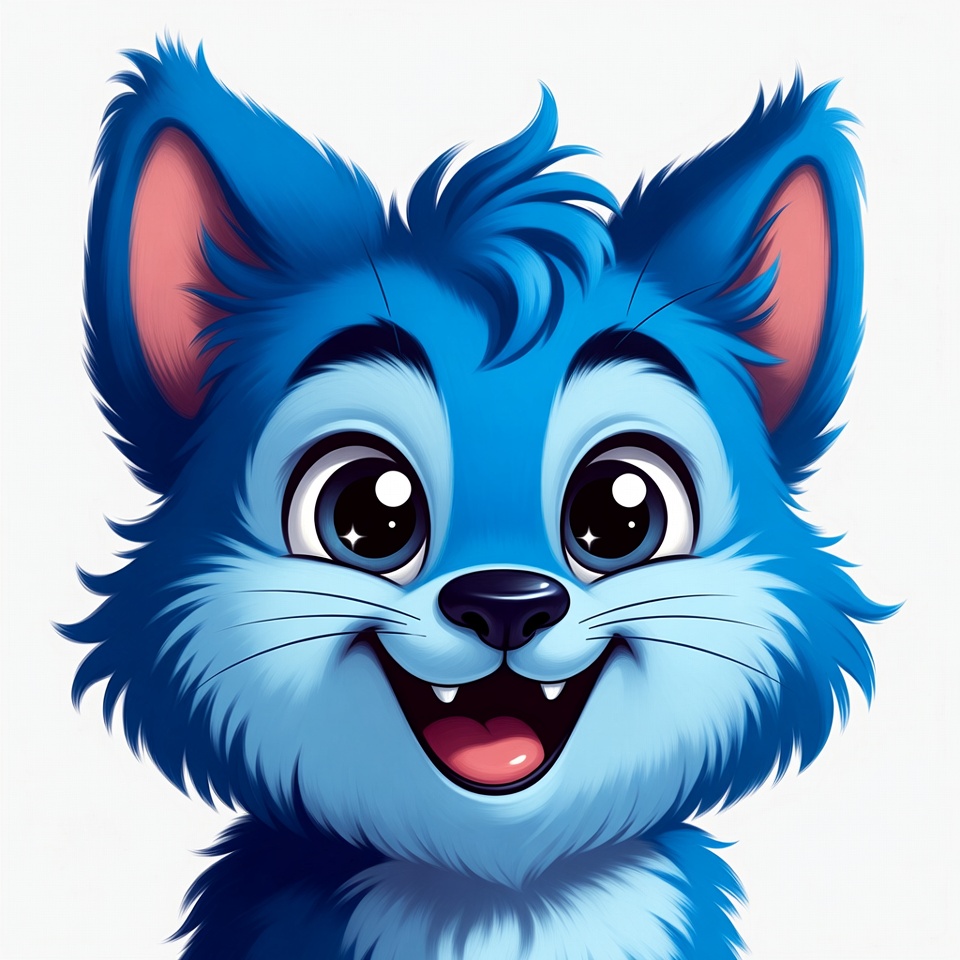 Cute Blue Cartoon Fox Smiling Cute Blue Cartoon Fox Smiling