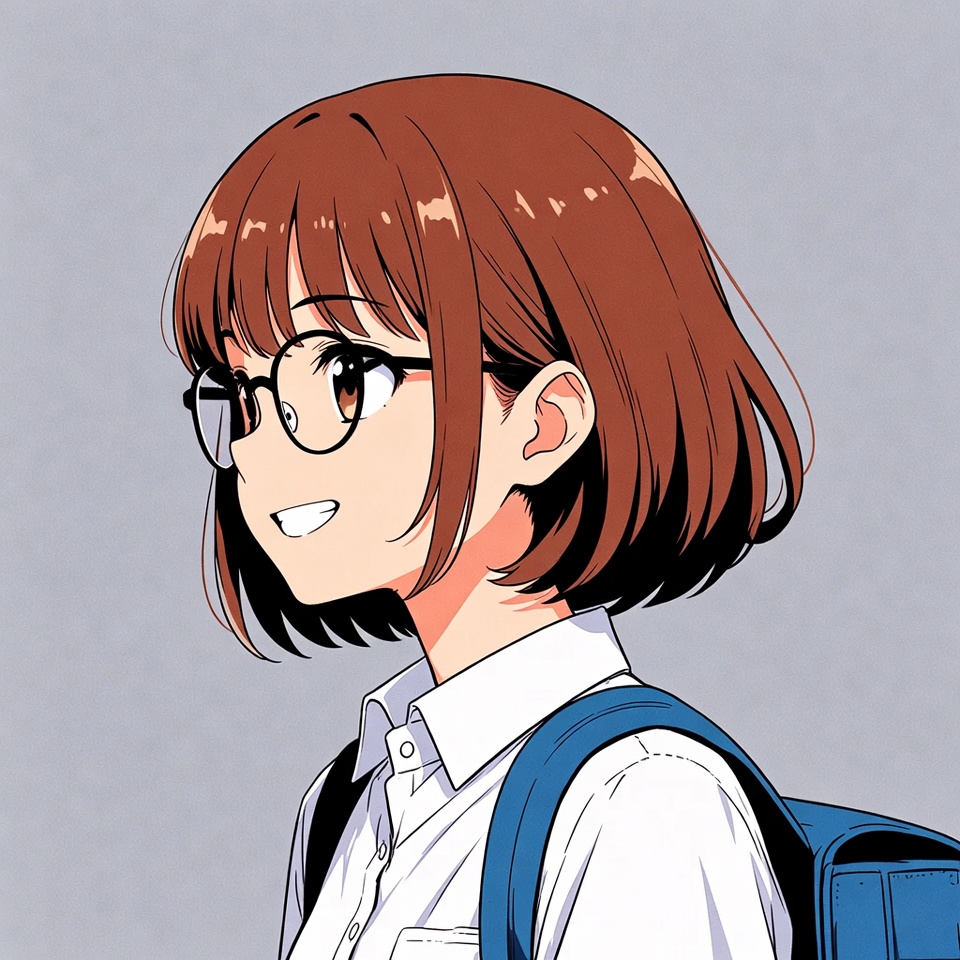 Anime girl with glasses and backpack Anime girl with glasses and backpack