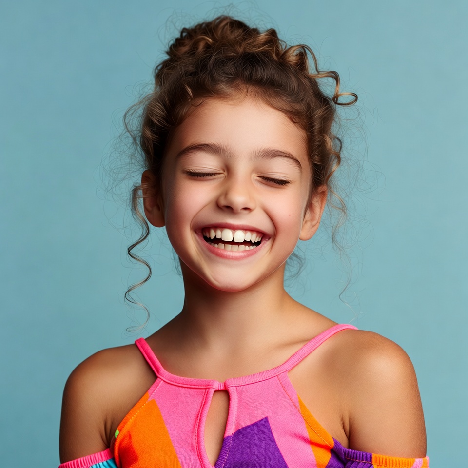 Smiling girl in colorful dress Smiling girl in colorful dress