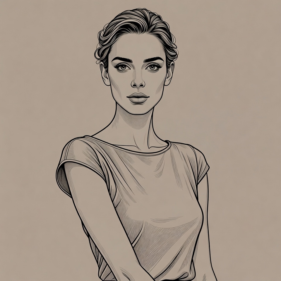 Beautiful woman in beige top portrait Beautiful woman in beige top portrait