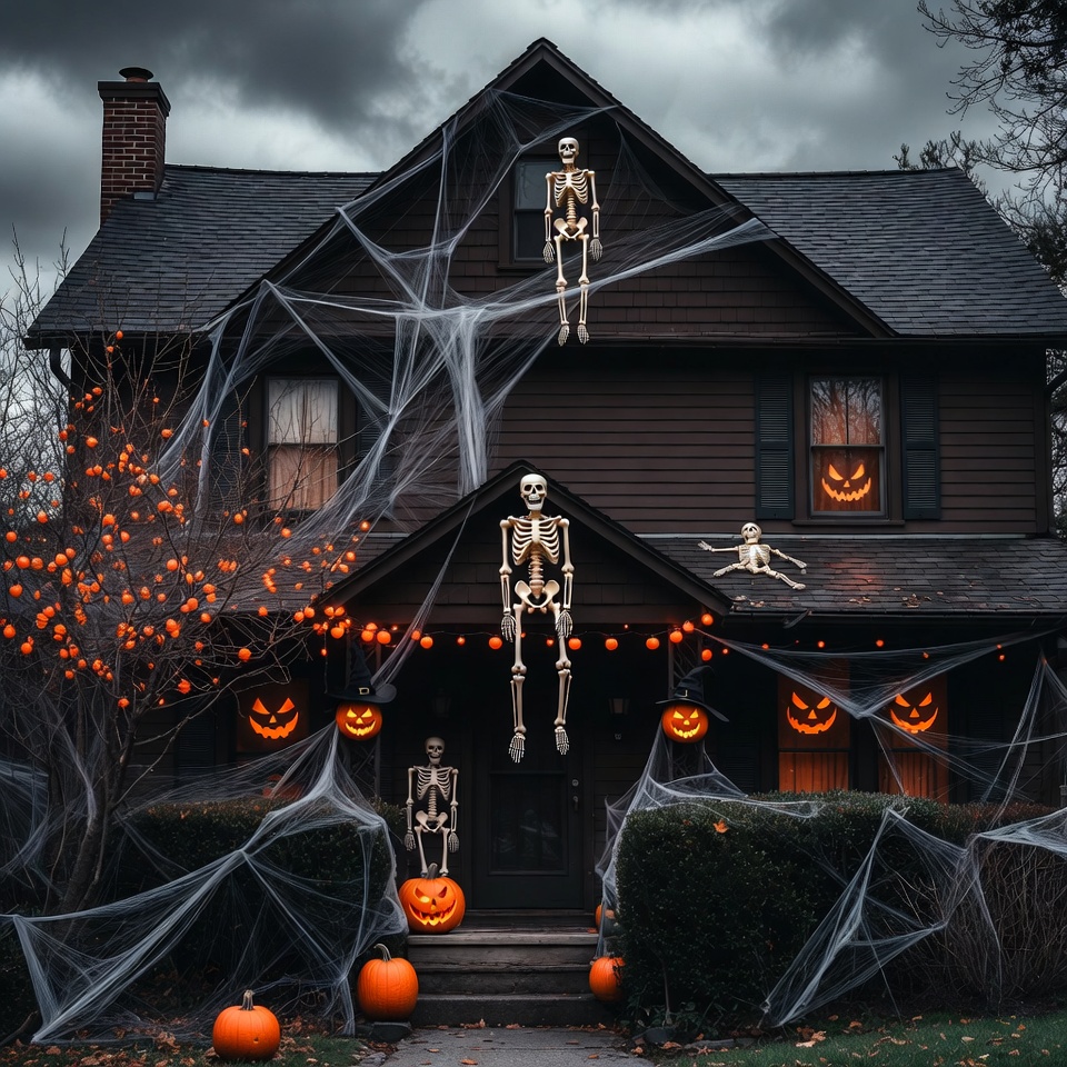 Halloween Skeleton Decorated House Halloween Skeleton Decorated House