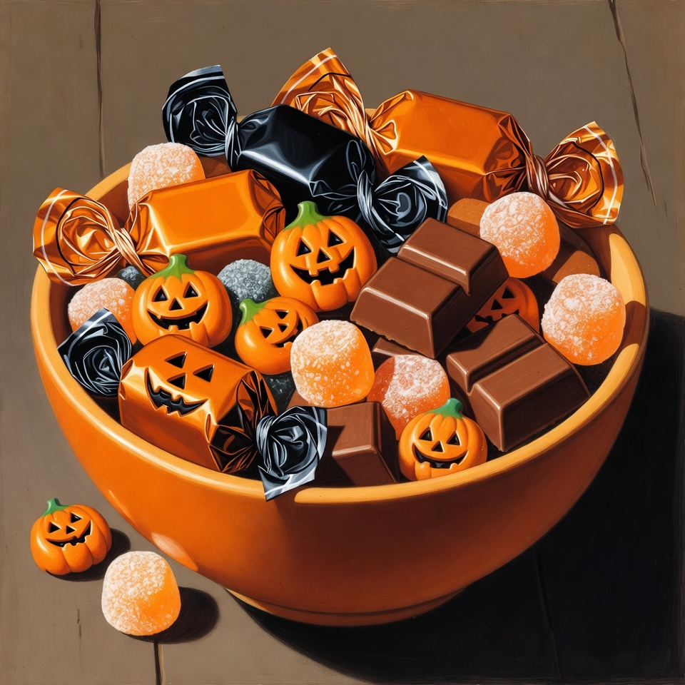 Halloween Candy Bowl with Pumpkins Halloween Candy Bowl with Pumpkins