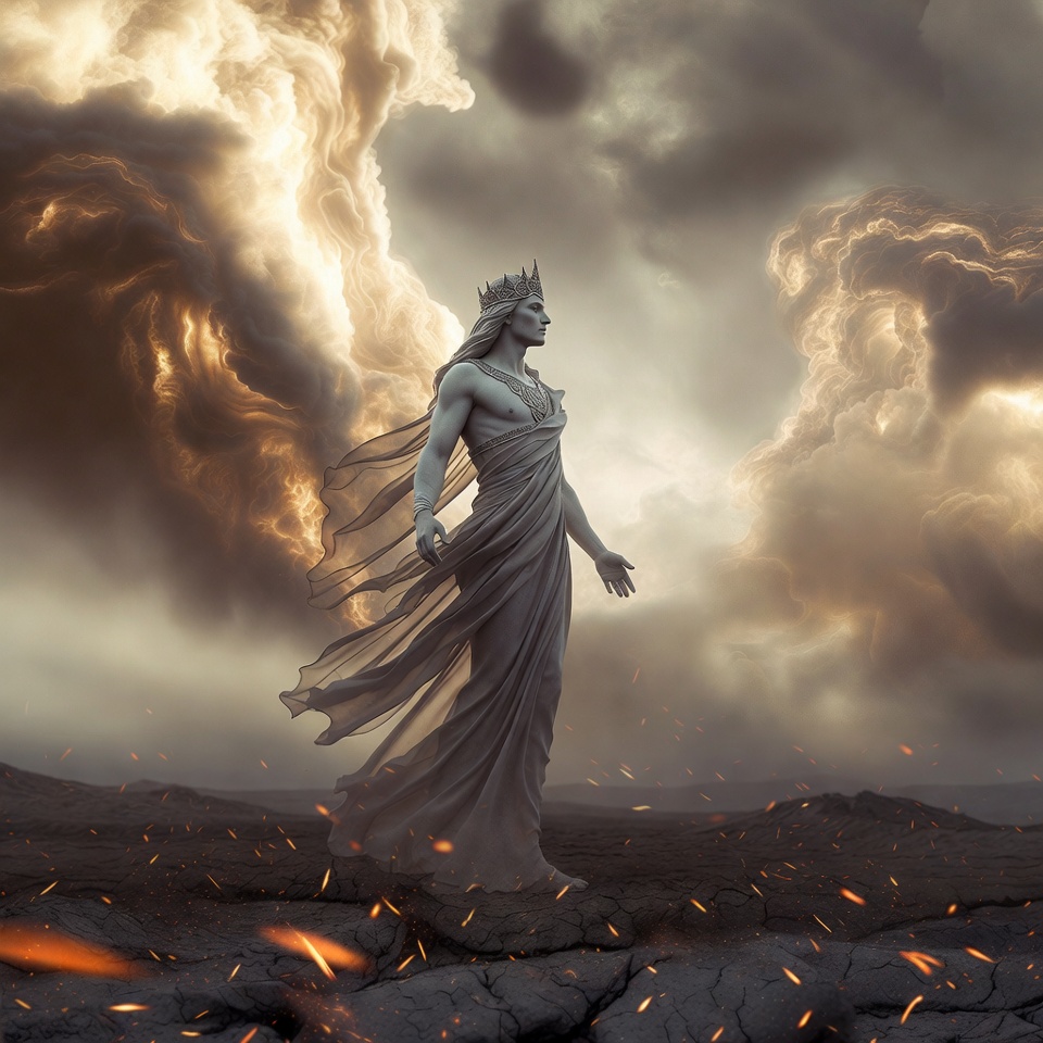 Ethereal goddess in stormy clouds Ethereal goddess in stormy clouds