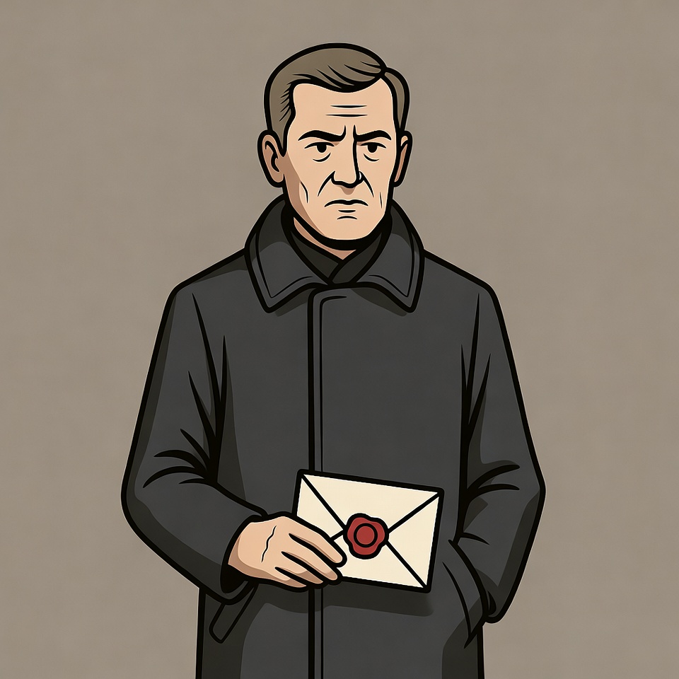 Man holding sealed envelope Man holding sealed envelope