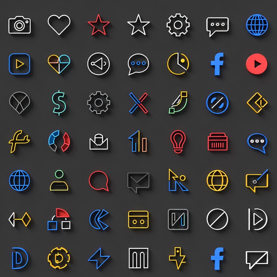 Neon Social Media Icons Collection Neon Social Media Icons Collection