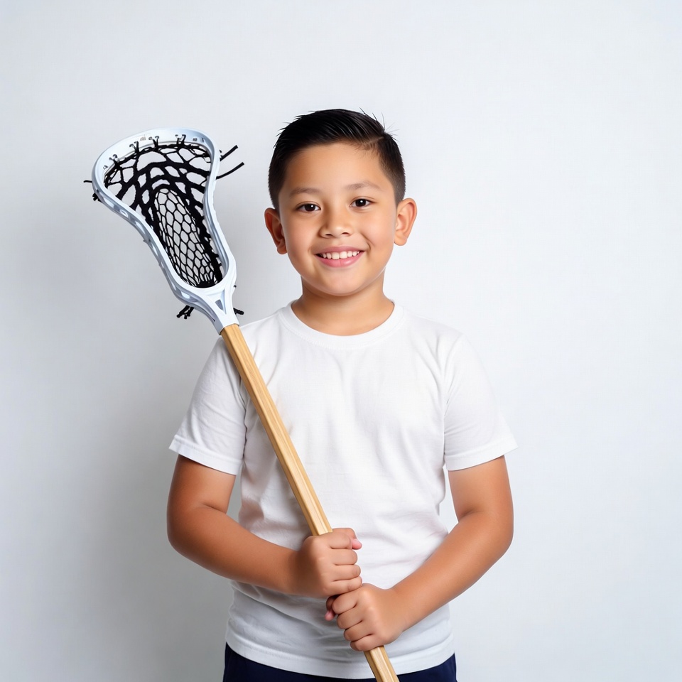 Asian boy holding lacrosse stick Asian boy holding lacrosse stick