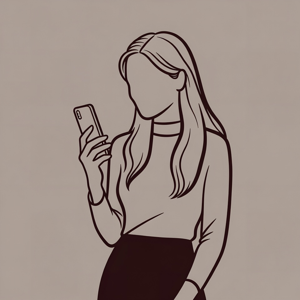 Woman using smartphone illustration Woman using smartphone illustration