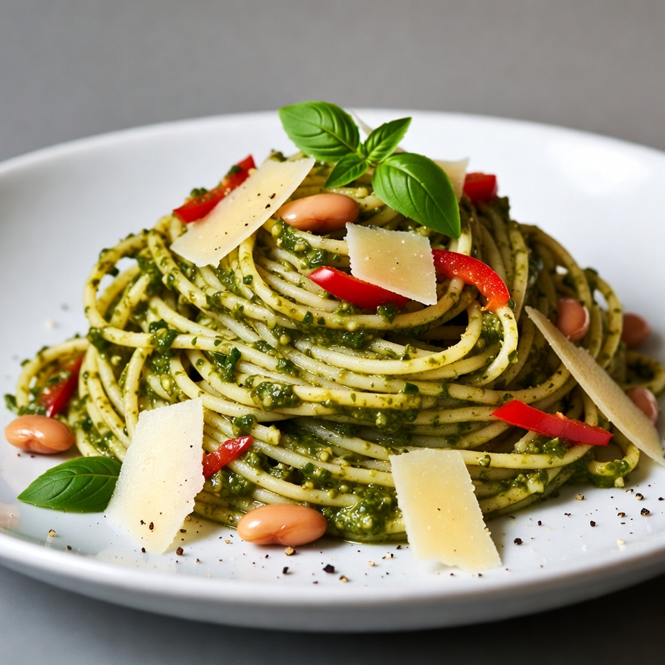Pesto Pasta with Beans and Peppers Pesto Pasta with Beans and Peppers