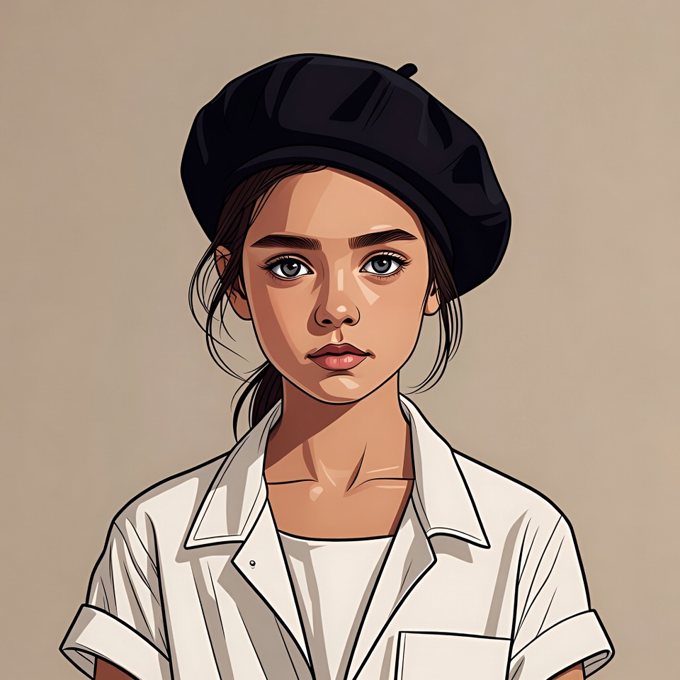 Girl wearing black beret Girl wearing black beret