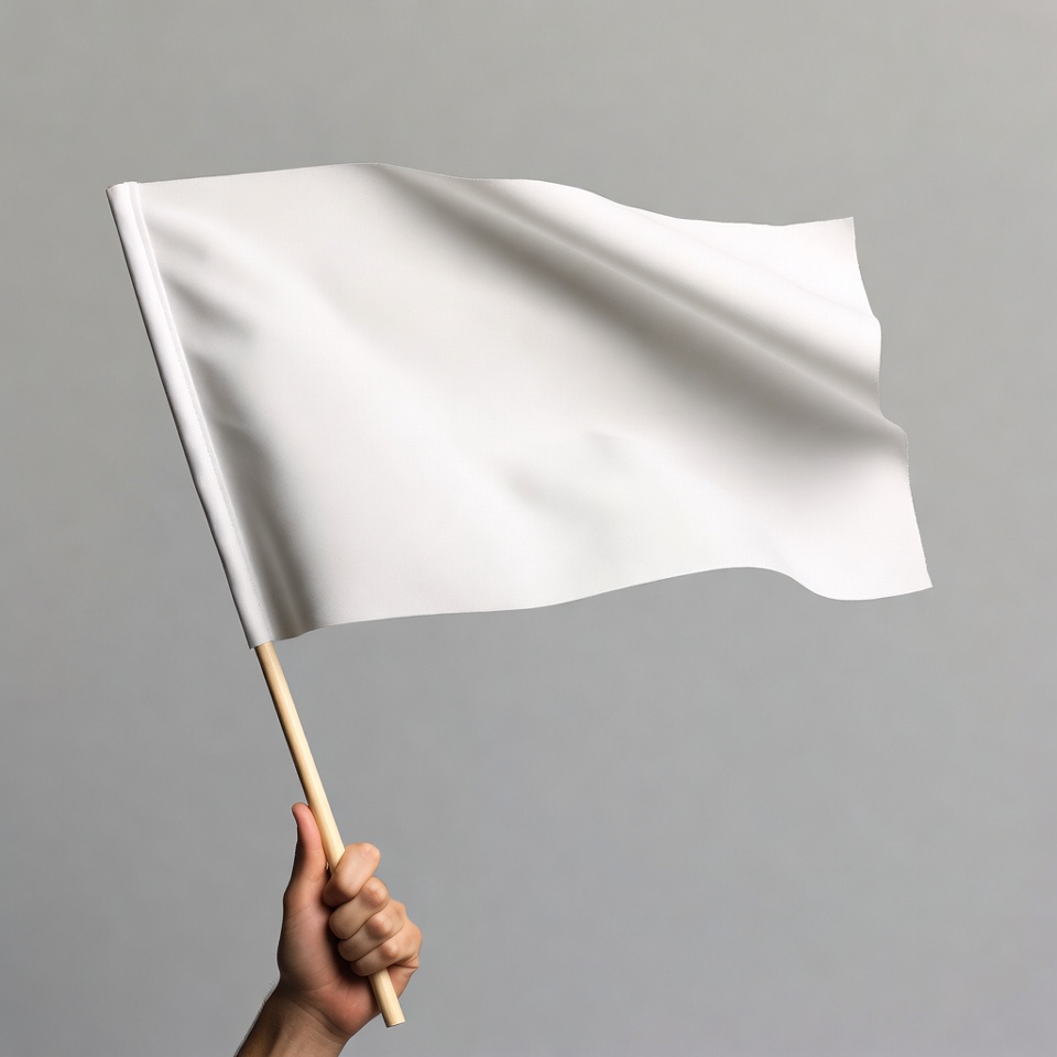Hand holding blank white flag Hand holding blank white flag