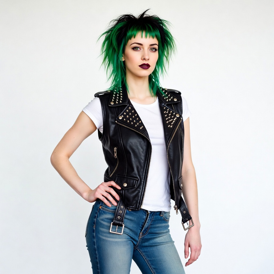 Woman with green punk hairstyle Woman with green punk hairstyle