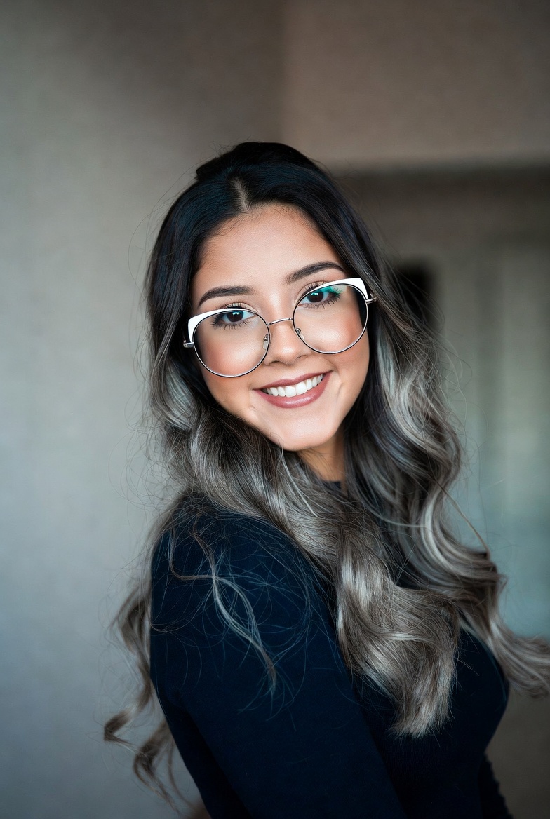 Smiling Asian woman with glasses Smiling Asian woman with glasses