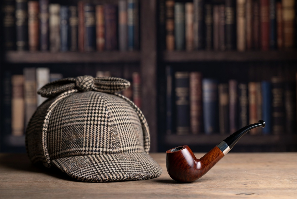 Sherlock Holmes Deerstalker Hat and Pipe Sherlock Holmes Deerstalker Hat and Pipe