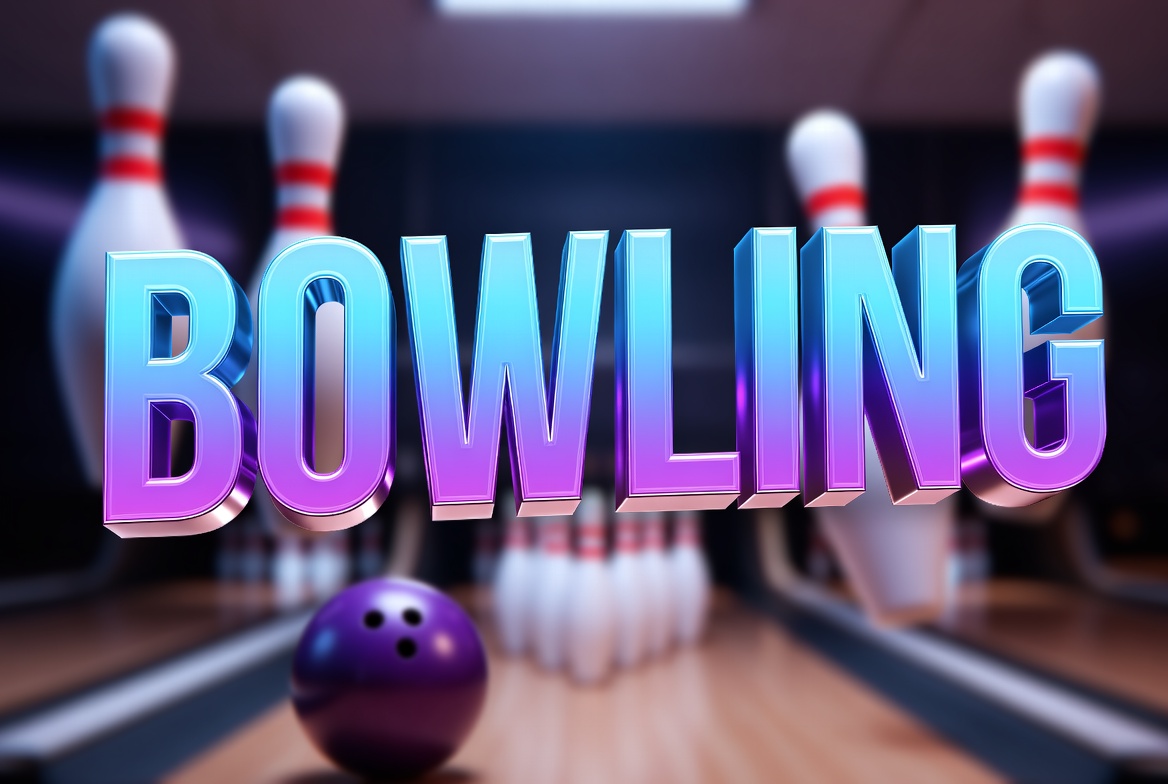 Bowling Text with Pins and Ball Bowling Text with Pins and Ball