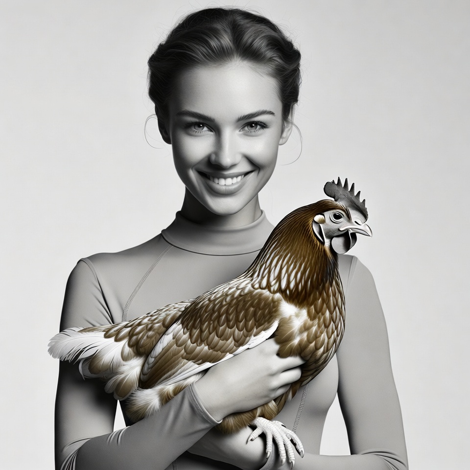 Woman holding chicken Woman holding chicken