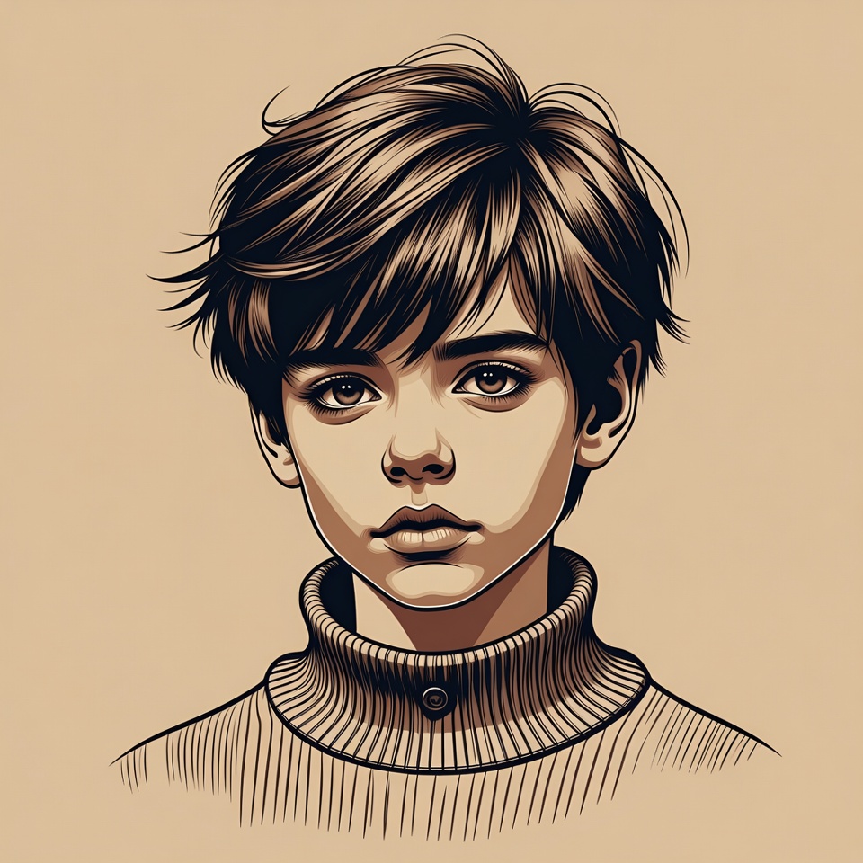 Androgynous boy in turtleneck sweater Androgynous boy in turtleneck sweater