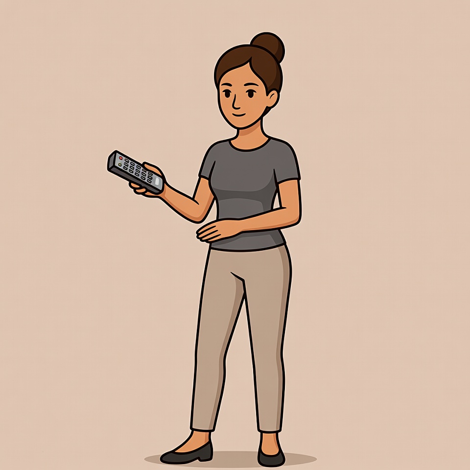 Woman holding TV remote Woman holding TV remote