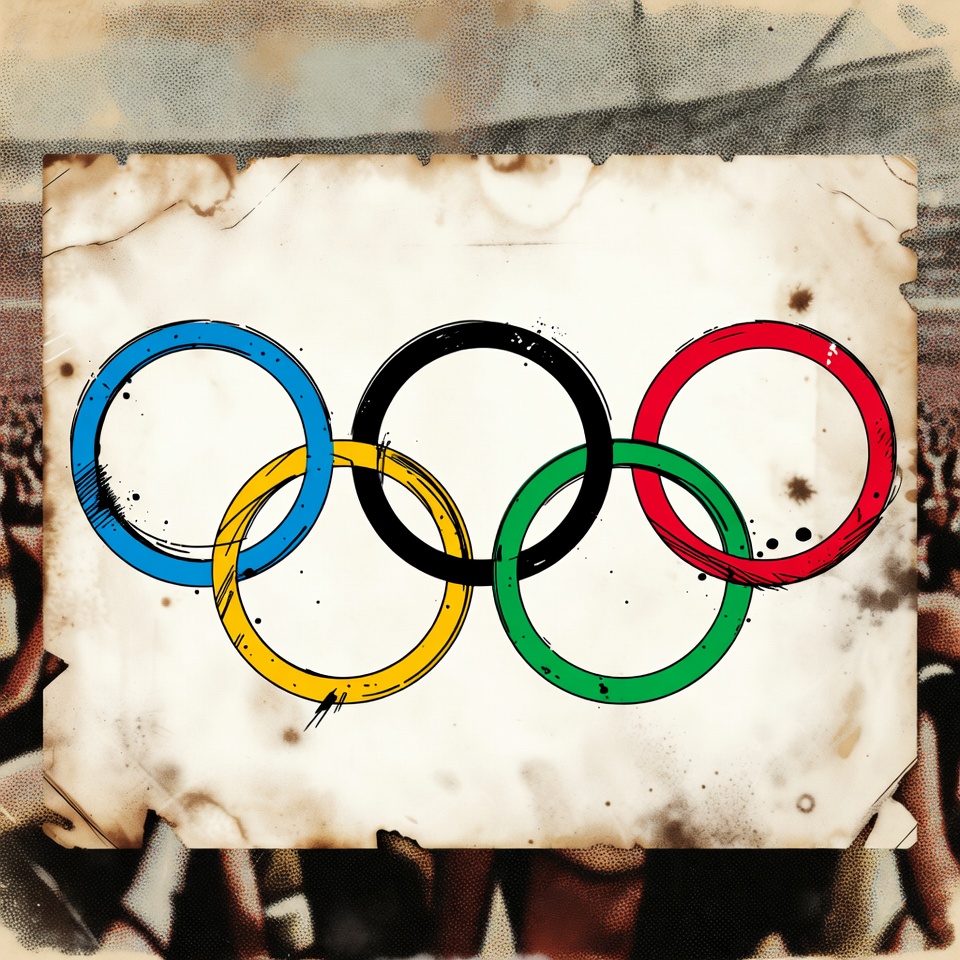 Vintage Olympic Rings with Crowd Vintage Olympic Rings with Crowd