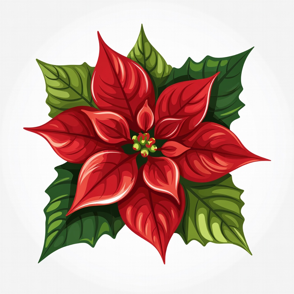 Red Poinsettia Flower Illustration Red Poinsettia Flower Illustration
