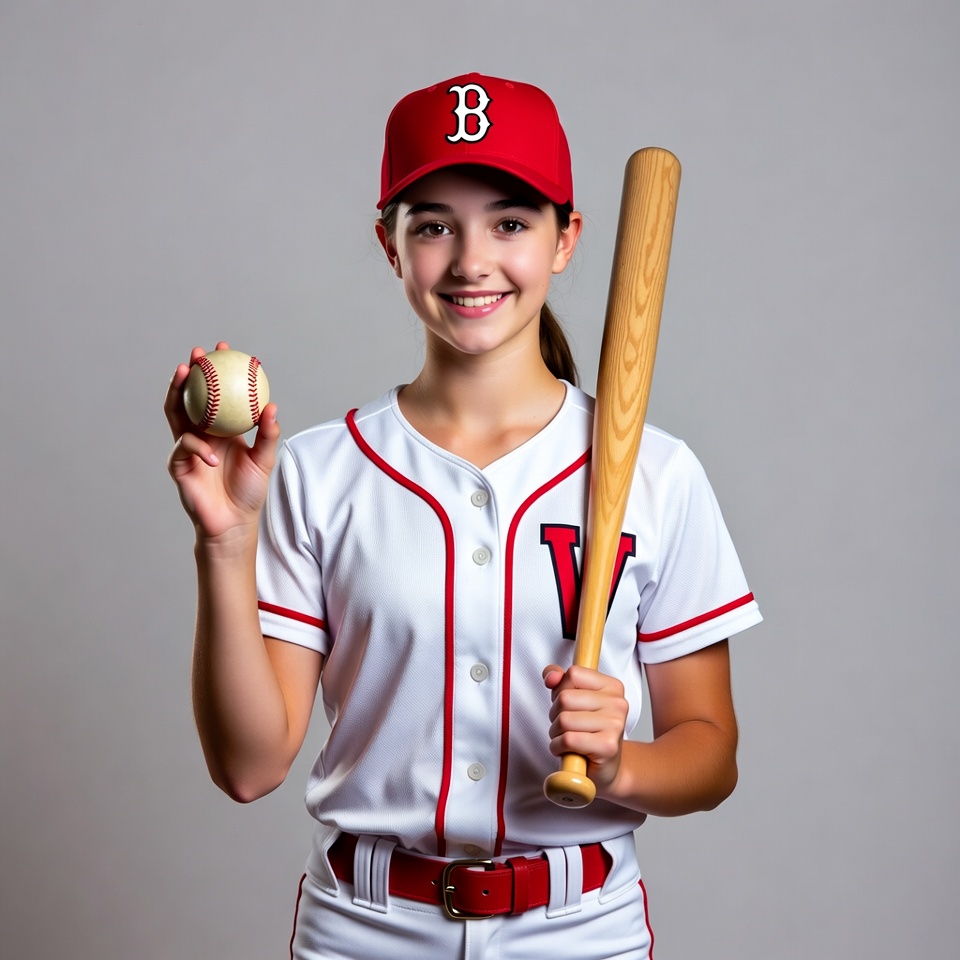 Girl holding baseball bat and ball Girl holding baseball bat and ball