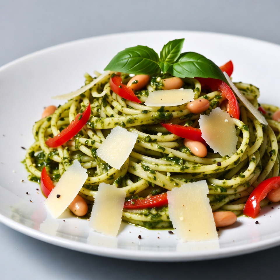 Pesto Pasta with Red Peppers and Beans Pesto Pasta with Red Peppers and Beans