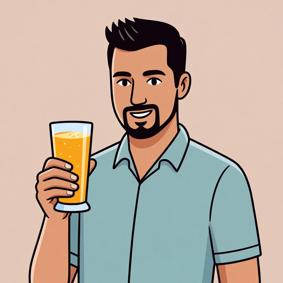 Man holding glass of orange juice Man holding glass of orange juice