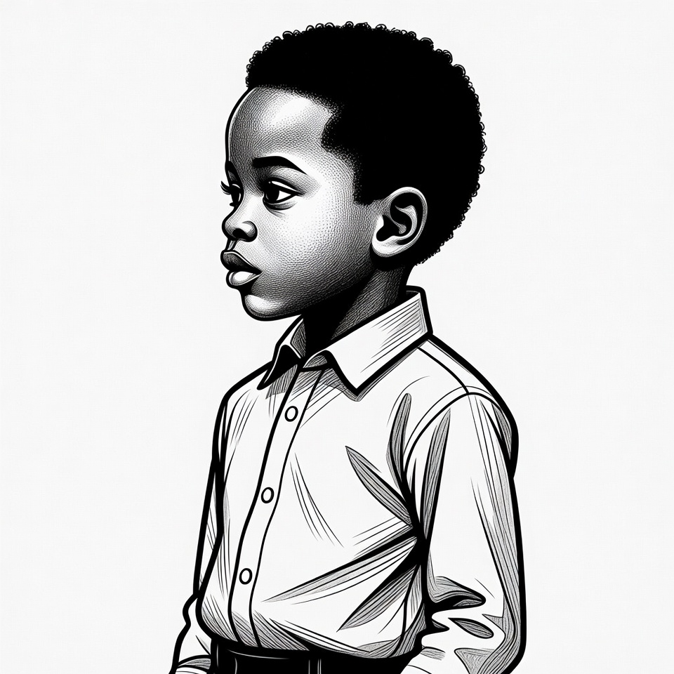 African boy in profile illustration African boy in profile illustration